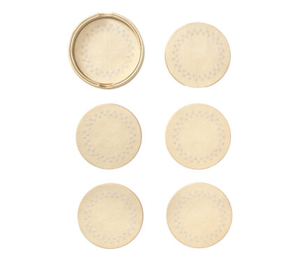 Snevayig Starry Night Coaster in Gold & Silver, Set of 6 in a Caddy