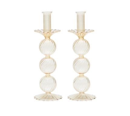 Snevayig Iris Tall Candle Holder in Champagne, Set of 2 in a Box