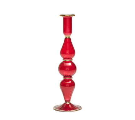 Snevayig Ripple Candle Holder in Ruby