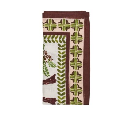 Snevayig Oasis Napkin in Ivory, Green & Brown, Set of 4