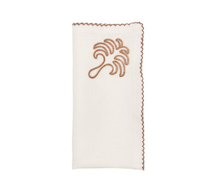 Snevayig Royal Palm Napkin in White & Brown, Set of 4
