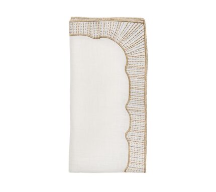 Snevayig Frame Napkin in White, Gold & Silver, Set of 4