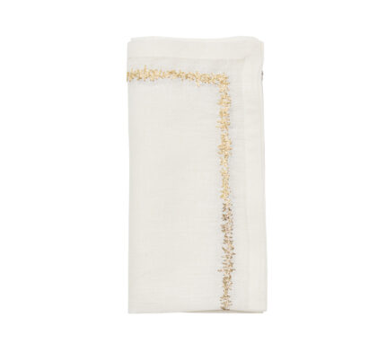 Snevayig Aurelia Napkin in White, Gold & Silver, Set of 4