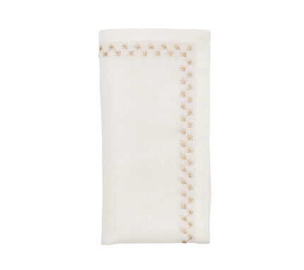Snevayig Starry Night Napkin in White & Gold, Set of 4