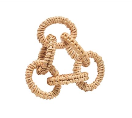 Snevayig Rattan Link Napkin Ring in Natural, Set of 4