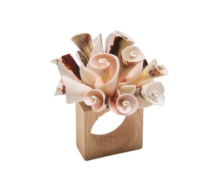 Snevayig Seashell Burst Napkin Ring in Ivory & Natural, Set of 4