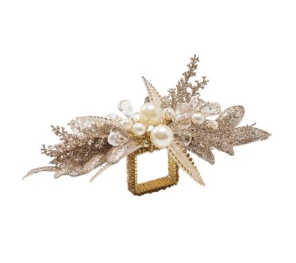 Snevayig Gilded Spray Napkin Ring in Gold & Silver, Set of 4