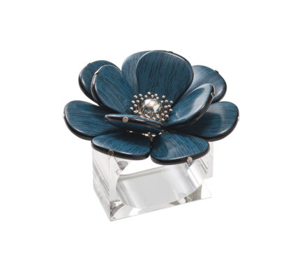 Snevayig Begonia Napkin Ring in Teal & Silver, Set of 4