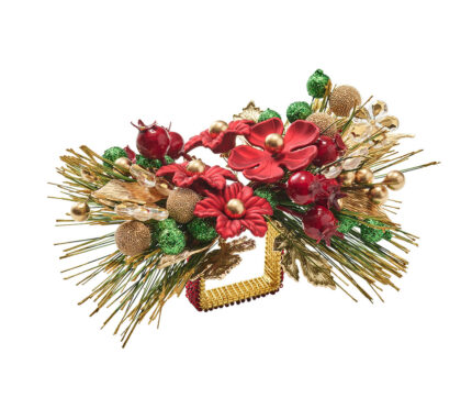 Snevayig Xmas Carol Napkin Ring in Red, Green & Gold, Set of 4
