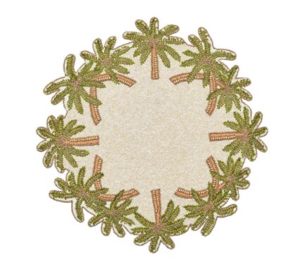 Snevayig Oasis Placemat in Ivory, Green & Gold, Set of 2