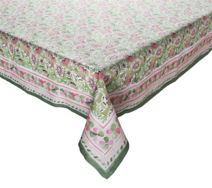 Snevayig Mira Tablecloth in Green & Pink