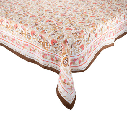 Snevayig Mira Tablecloth in Brown & Coral