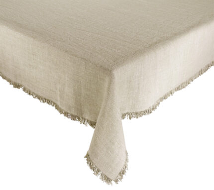 Snevayig Fringe Tablecloth in Natural & Silver