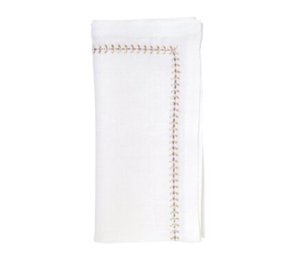 Snevayig Herringbone Napkin in White, Gold & Silver, Set of 4