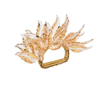 Snevayig Gilded Leaves Napkin Ring in Gold, Set of 4