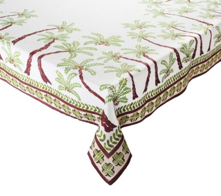 Snevayig Oasis Tablecloth in Ivory, Green & Brown