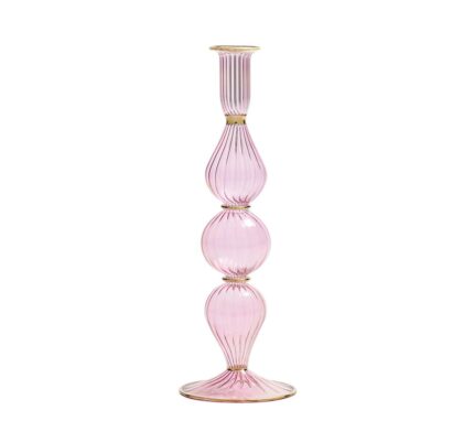 Snevayig Ripple Candle Holder in Pink